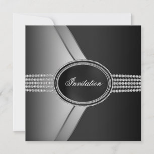 Elegante Black Diamond Black Tie Feest Kaart
