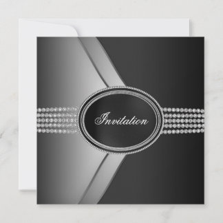 Elegante Black Diamond Black Tie Feest Kaart