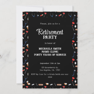 Elegante Black Doctor Nurse Retirement Party Kaart