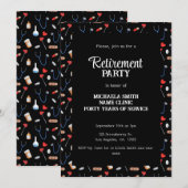 Elegante Black Doctor Nurse Retirement Party Kaart (Voorkant / Achterkant)