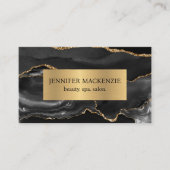 Elegante Black en Gold Agaat Luxe Visitekaartje (Voorkant)