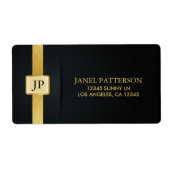 Elegante Black en Gold Professional Etiket (Voorkant)