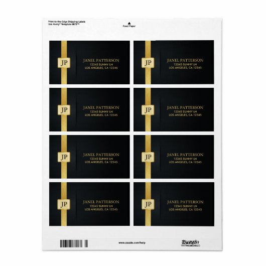 Elegante Black en Gold Professional Etiket (Full Sheet)