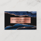 Elegante Black en Navy Blue Roos Gold Agaat Luxury Visitekaartje (Voorkant)