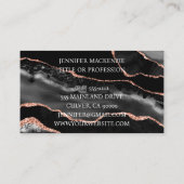 Elegante Black en Roos Gold Agaat Luxury Visitekaartje (Achterkant)