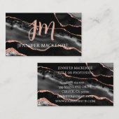 Elegante Black en Roos Gold Agaat Luxury Visitekaartje (Voorkant / Achterkant)