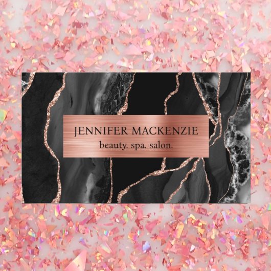 Elegante Black en Roos Gold Agaat Luxury Visitekaartje