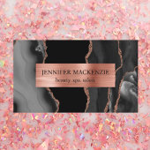 Elegante Black en Roos Gold Agaat Luxury Visitekaartje