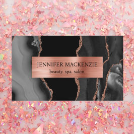 Elegante Black en Roos Gold Agaat Luxury Visitekaartje