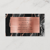 Elegante Black en Roos Gold Agaat Luxury Visitekaartje (Achterkant)