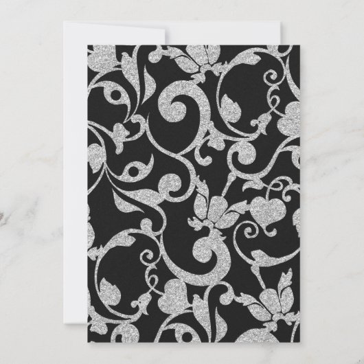 Elegante Black en Silver bruiloft uitnodiging (Achterkant)