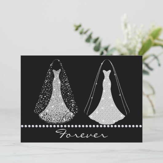 Elegante Black en Silver bruiloft uitnodiging (Staand voorkant)