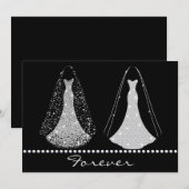 Elegante Black en Silver bruiloft uitnodiging (Voorkant / Achterkant)