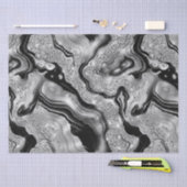 Elegante Black en Silver Glitter Agaat Verjaardag Tissuepapier (Craft)