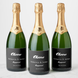 Elegante Black Engagement Party Favorieten Sparkling Wijnetiket