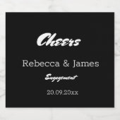 Elegante Black Engagement Party Favorieten Sparkling Wijnetiket (Enkel label)