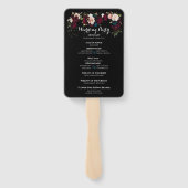 Elegante Black Floral Wedding Program Set van fans Handwaaier (Achterkant)