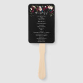 Elegante Black Floral Wedding Program Set van fans Handwaaier (Voorkant)