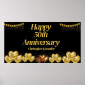 Elegante Black & Gold 50e Jubileum party posters (Voorkant)