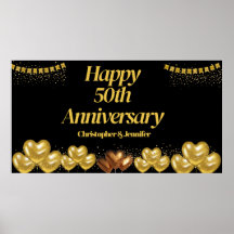 Elegante Black & Gold 50e Jubileum party posters