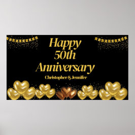 Elegante Black & Gold 50e Jubileum party posters