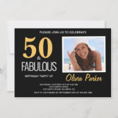 Elegante Black Gold 50e verjaardag uitnodiging (Voorkant)