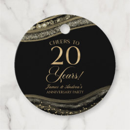 Elegante Black Gold Agaat 20e Jubileum Party Bedankjes Labels