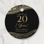 Elegante Black Gold Agaat 20e Jubileum Party Bedankjes Labels (Achterkant)
