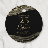 Elegante Black Gold Agaat 25e Jubileum Party Bedankjes Labels (Achterkant)