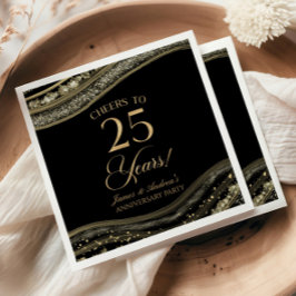 Elegante Black Gold Agaat 25e Jubileum Party Servet