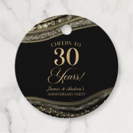 Elegante Black Gold Agaat 30e Jubileum Party Bedankjes Labels