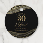 Elegante Black Gold Agaat 30e Jubileum Party Bedankjes Labels (Achterkant)