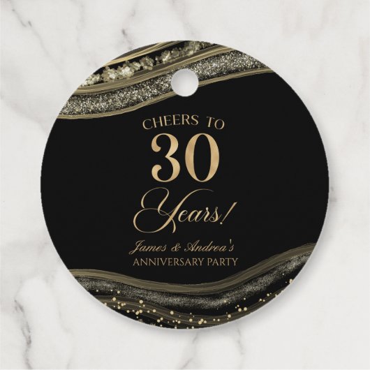 Elegante Black Gold Agaat 30e Jubileum Party Bedankjes Labels (Achterkant)