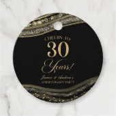 Elegante Black Gold Agaat 30e Jubileum Party Bedankjes Labels (Voorkant)