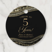 Elegante Black Gold Agaat 5e Jubileum Party Bedankjes Labels (Achterkant)