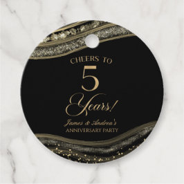 Elegante Black Gold Agaat 5e Jubileum Party Bedankjes Labels