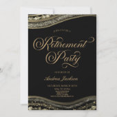 Elegante Black Gold Agaat Pensioen Partij Kaart (Voorkant)