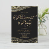 Elegante Black Gold Agaat Pensioen Partij Kaart (Staand voorkant)