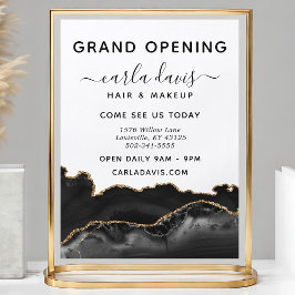Elegante Black & Gold Agaat Salon Grand Opening Flyer