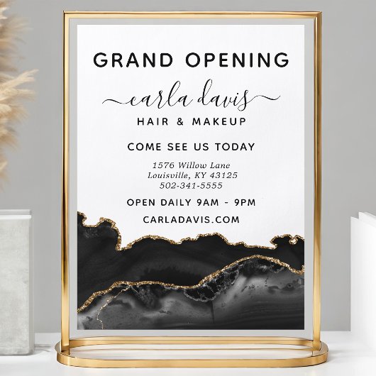 Elegante Black & Gold Agaat Salon Grand Opening Flyer