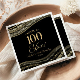 Elegante Black Gold Agate 100ste verjaardagsfeest Servet