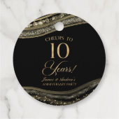 Elegante Black Gold Agate 10e Jubileum Party Bedankjes Labels (Achterkant)