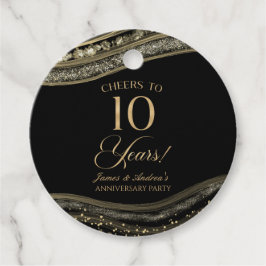 Elegante Black Gold Agate 10e Jubileum Party Bedankjes Labels
