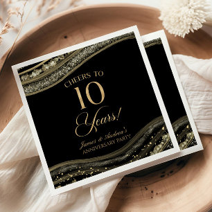 Elegante Black Gold Agate 10e Jubileum Party Servet