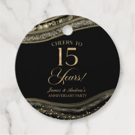 Elegante Black Gold Agate 15e Jubileum Party Bedankjes Labels
