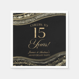 Elegante Black Gold Agate 15e Jubileum Party Servet