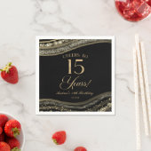 Elegante Black Gold Agate 15e verjaardagsfeest Servet (Insitu)