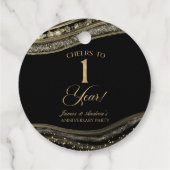 Elegante Black Gold Agate 1e Jubileum Party Bedankjes Labels (Achterkant)