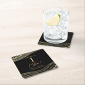 Elegante Black Gold Agate 1e Jubileum Party Kartonnen Onderzetters (Insitu)