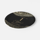 Elegante Black Gold Agate 1e Jubileum Party Papieren Bordje (Gekanteld)